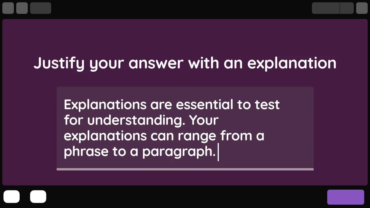 A screen displaying a question with space to write answer