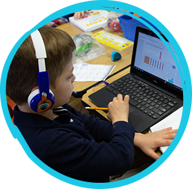 Student works on math on Zearn