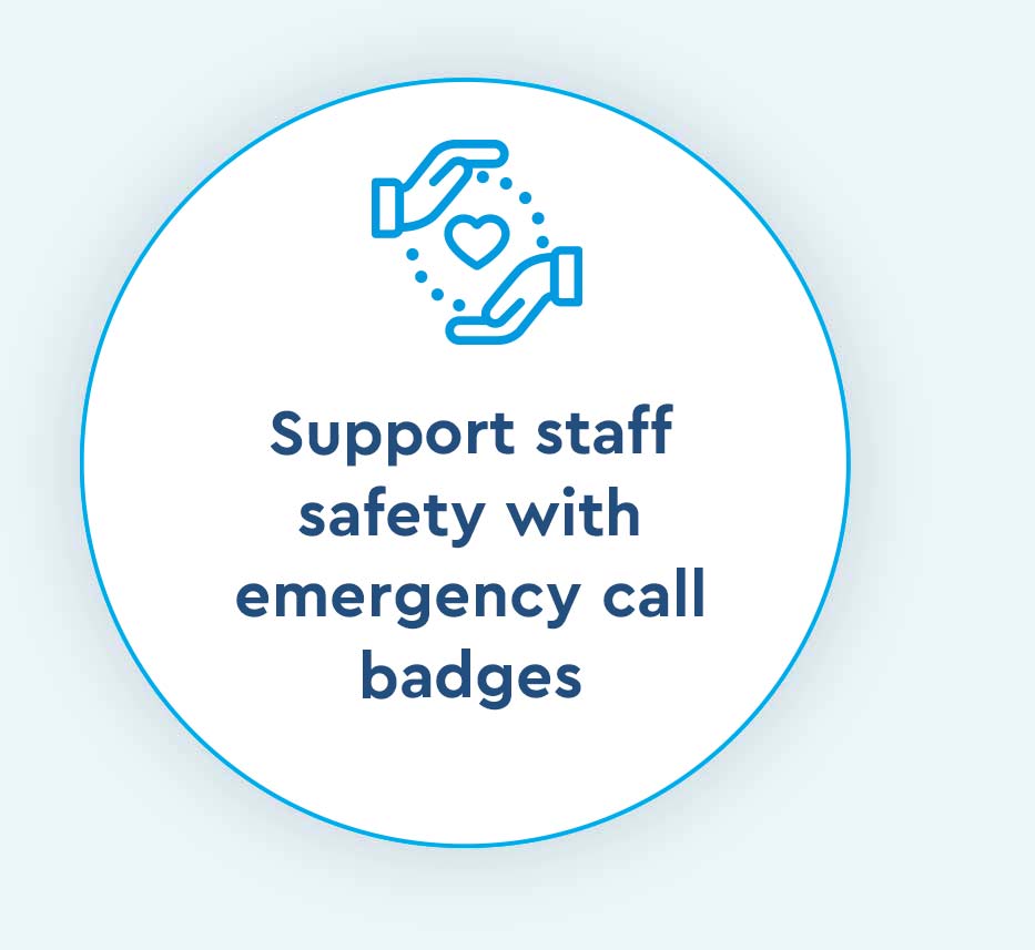 support staff with emergency call badges icon for Cox Prosight