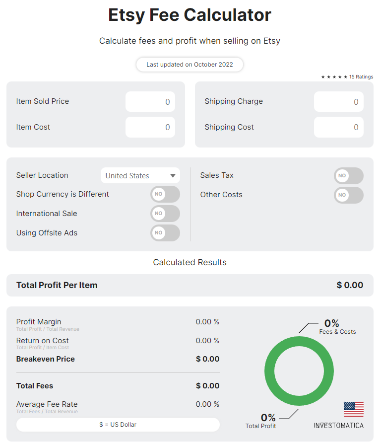 Etsy Free Calculator