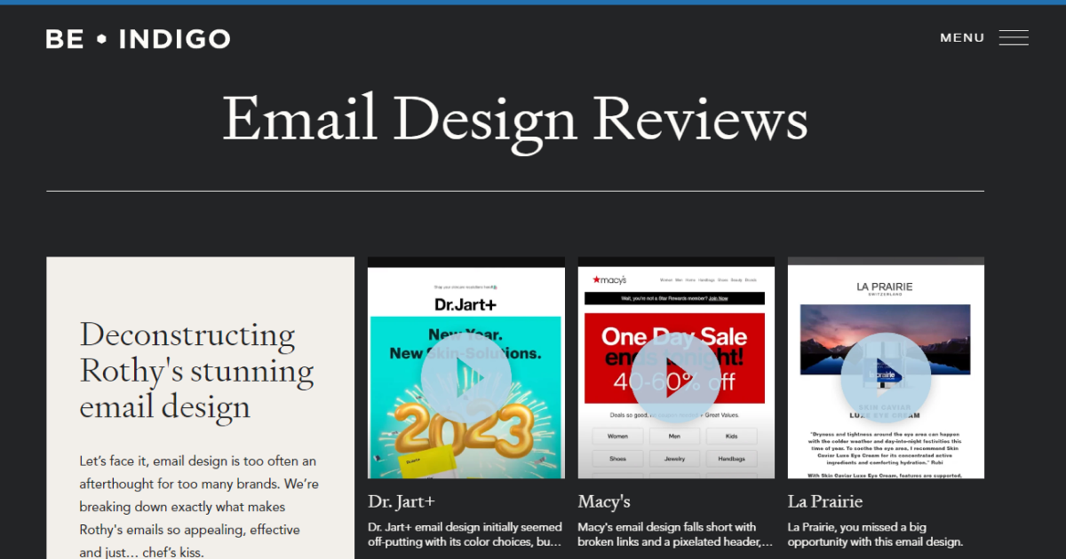 Be Indigo | Email Design Reviews