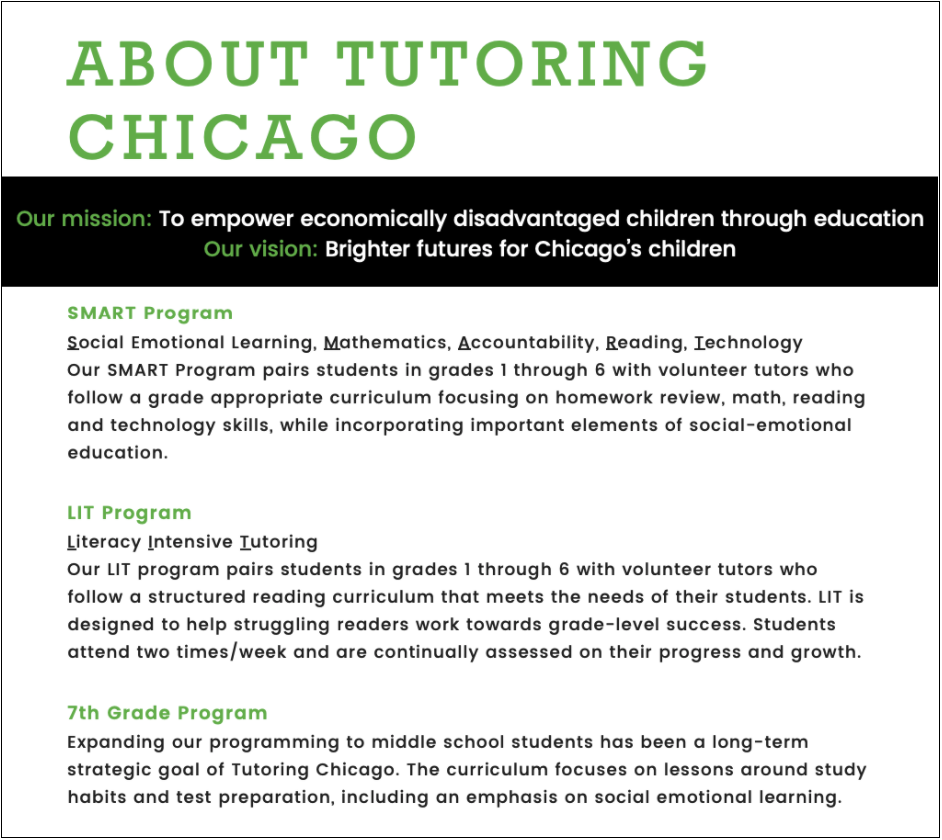 Tutoring Chicago About