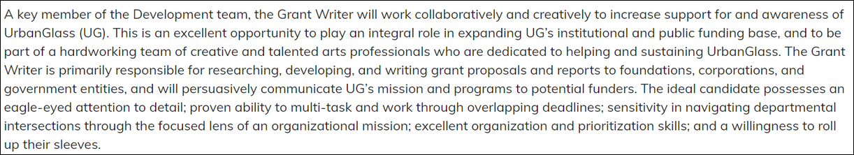 Grant writer job description example