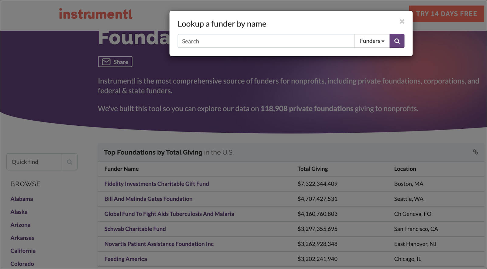 Instrumentl Form 990 Search
