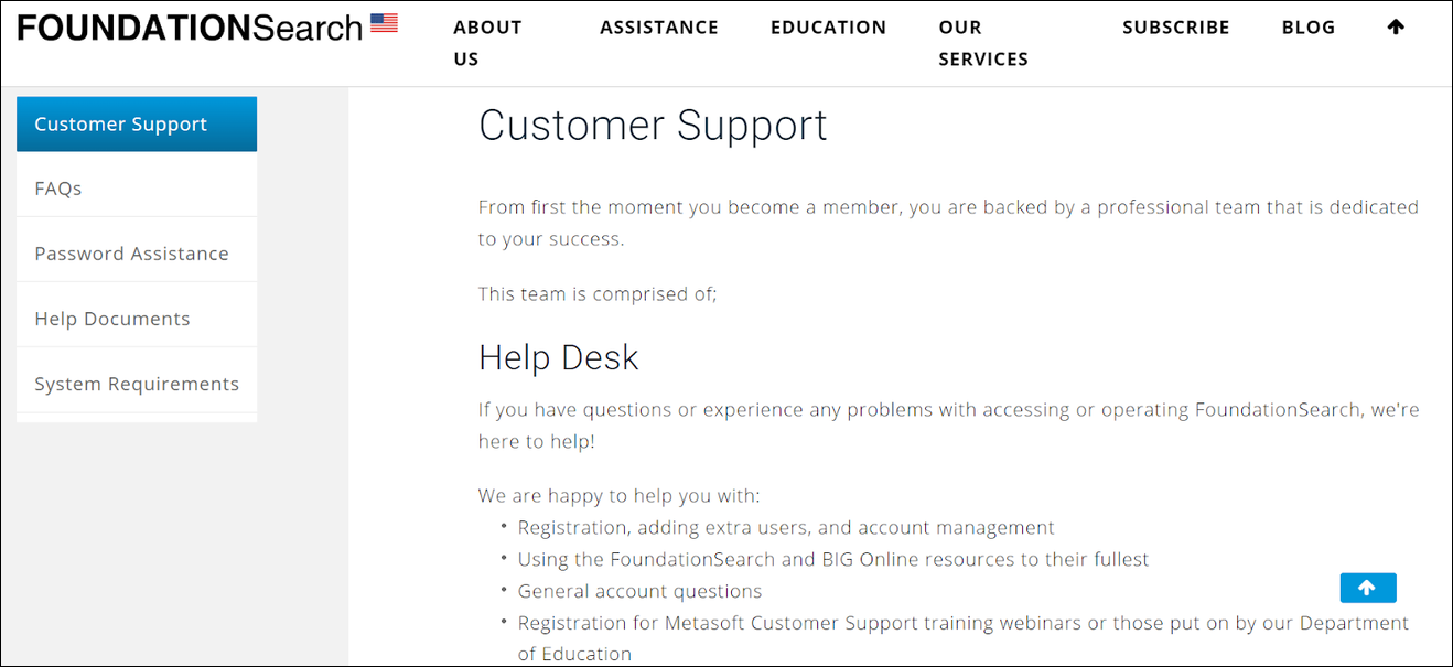 FoundationSearch Customer Support