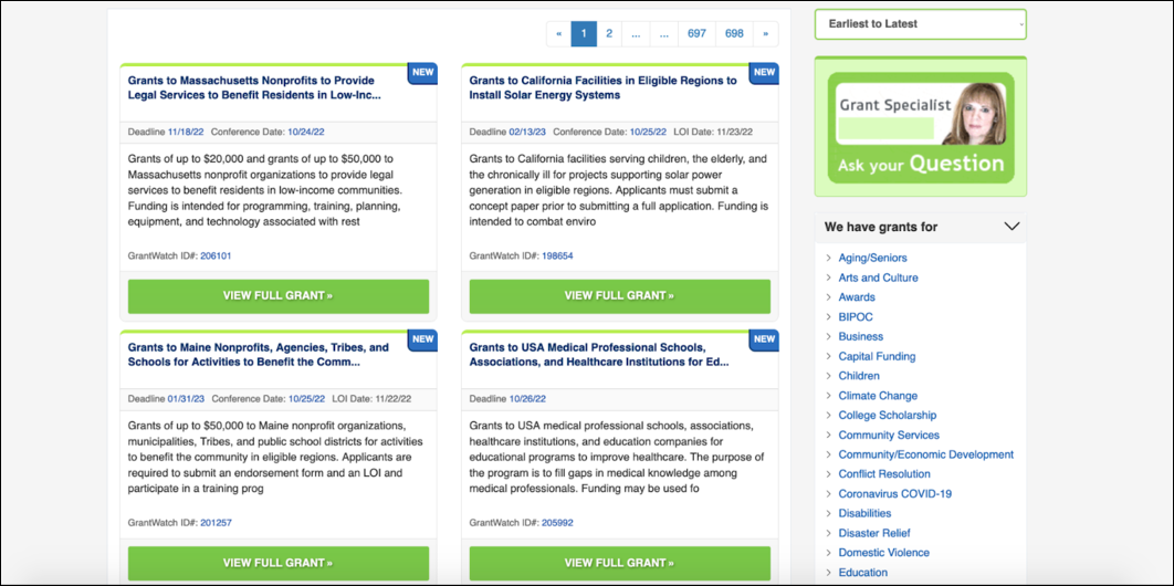 GrantWatch Finding New RFPs & Funders Features