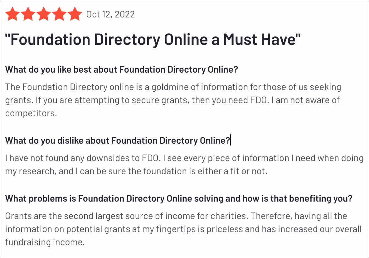 Foundation Directory Online Reviews