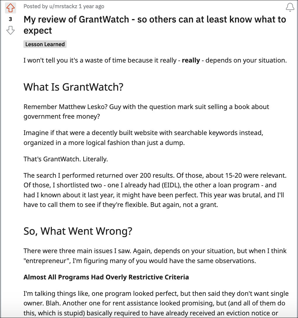 GrantWatch Reviews Reddit
