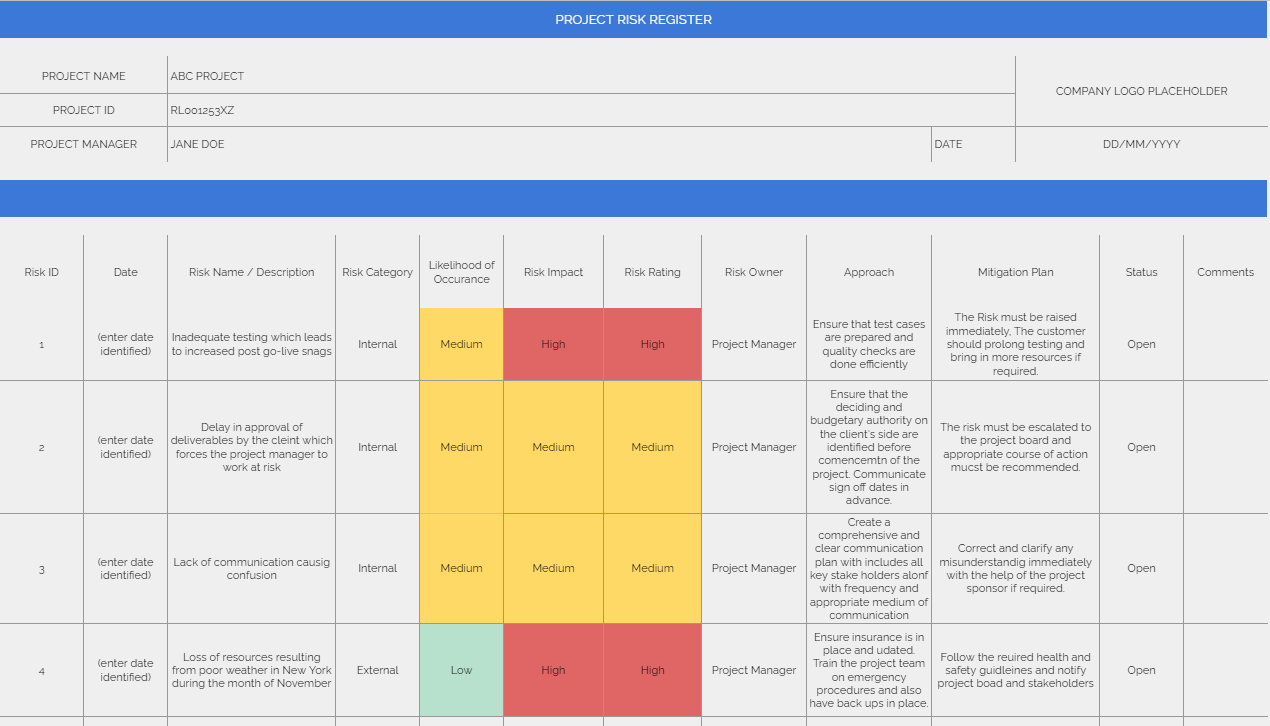 Top 10 Risk Register Templates With Samples And Examples 56 OFF Top 10 Risk Register Templates With Samples And Examples 56 OFF