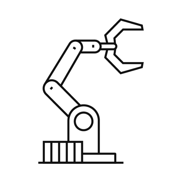 Icon representing Azumo's AI Development Process: A mechanical arm, symbolizing the technical nature of AI and our expertise building innovative AI solutions using machine learning for businesses