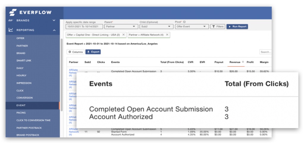 First touch attribution in Everflow