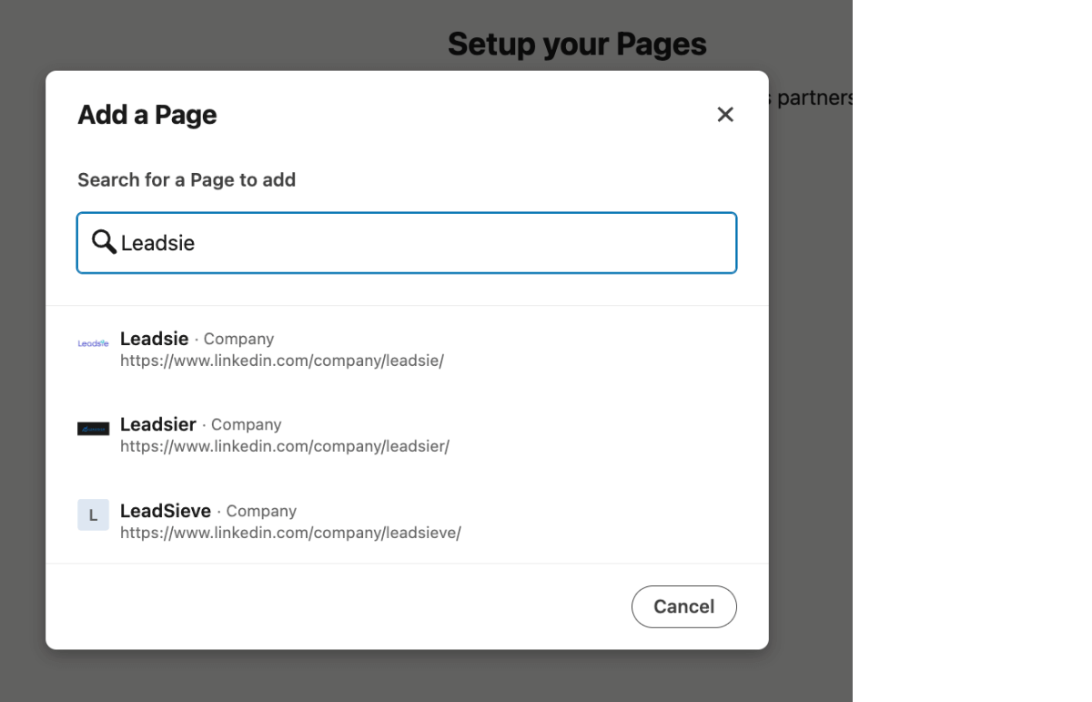 Add a page LinkedIn Business Manager
