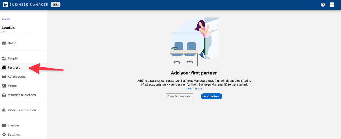 add partner to LinkedIn Business Manager