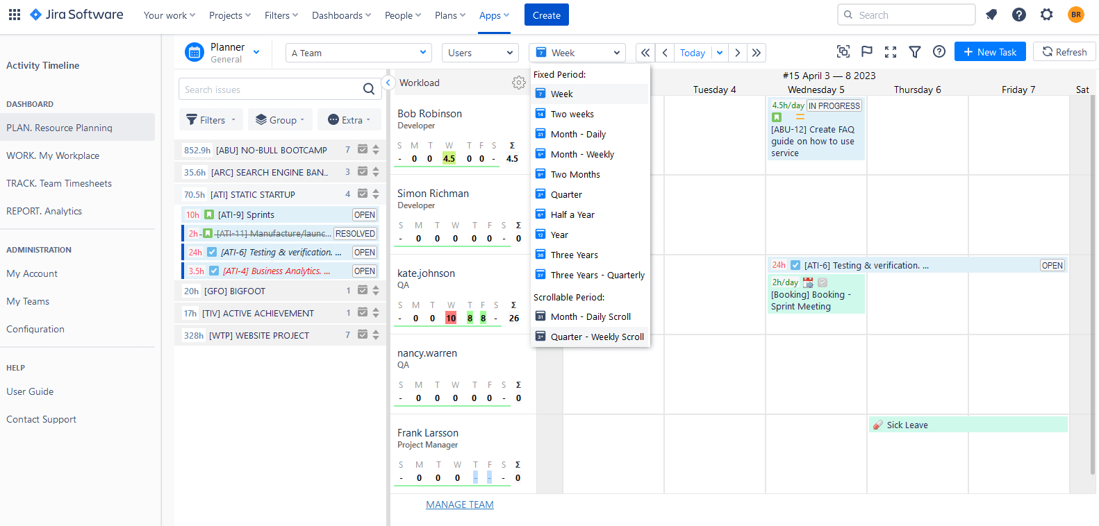Jira Visualization For The Reports And Projects ActivityTimeline