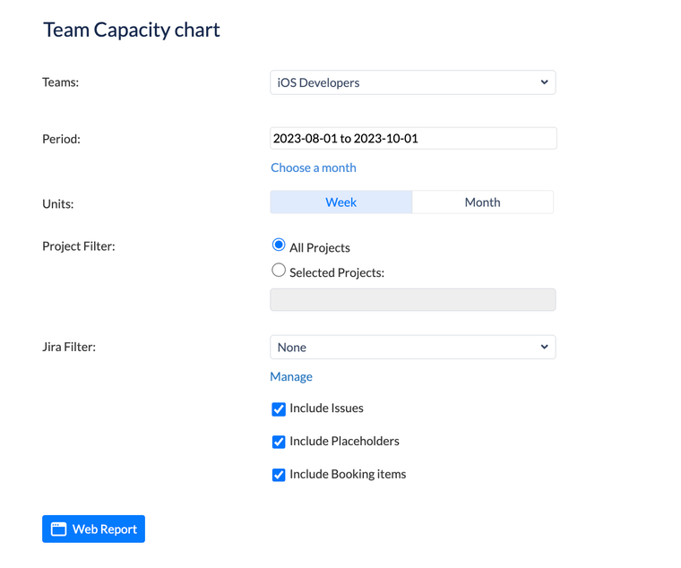 Configuration Options in ActivityTimeline Capacity Chart