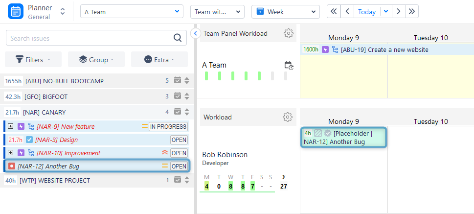 Creating Placeholders for Tasks in ActivityTimeline