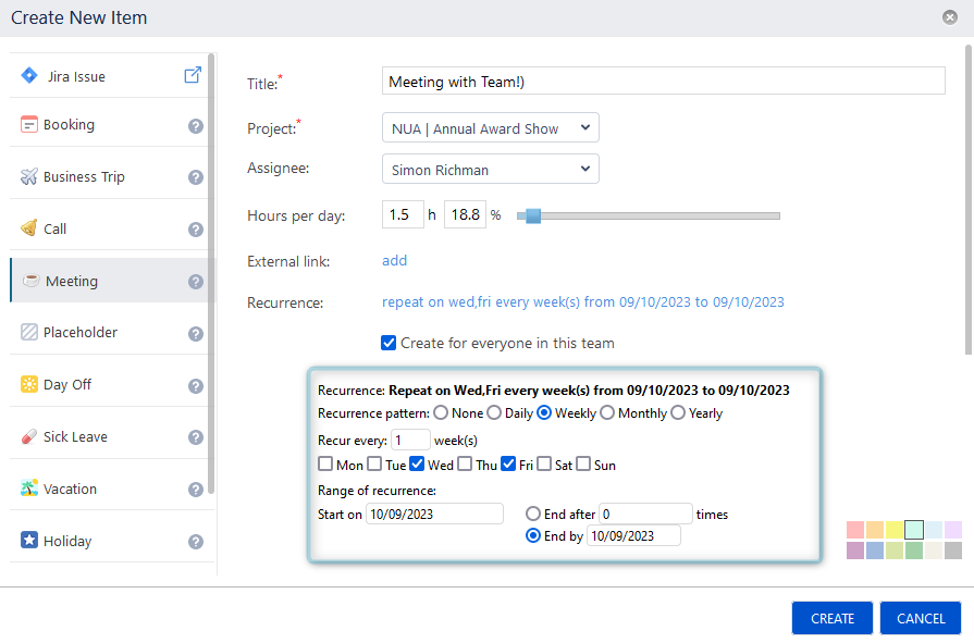 Creating Recurring Tasks in ActivityTimeline 