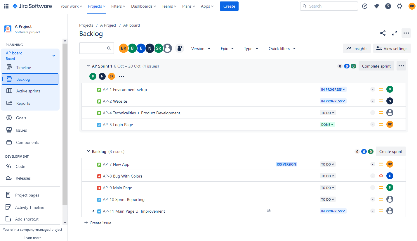 Backlog in Jira