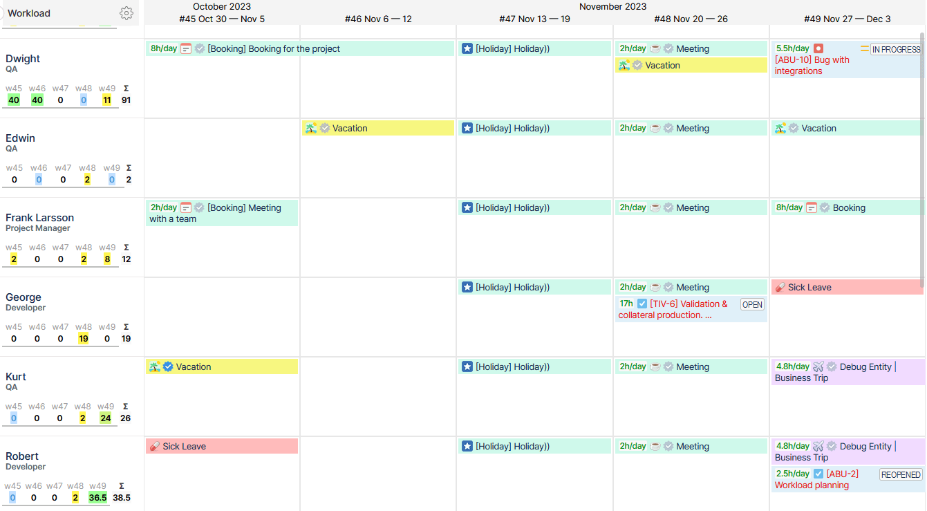 Calendar with Tasks in ActivityTimeline