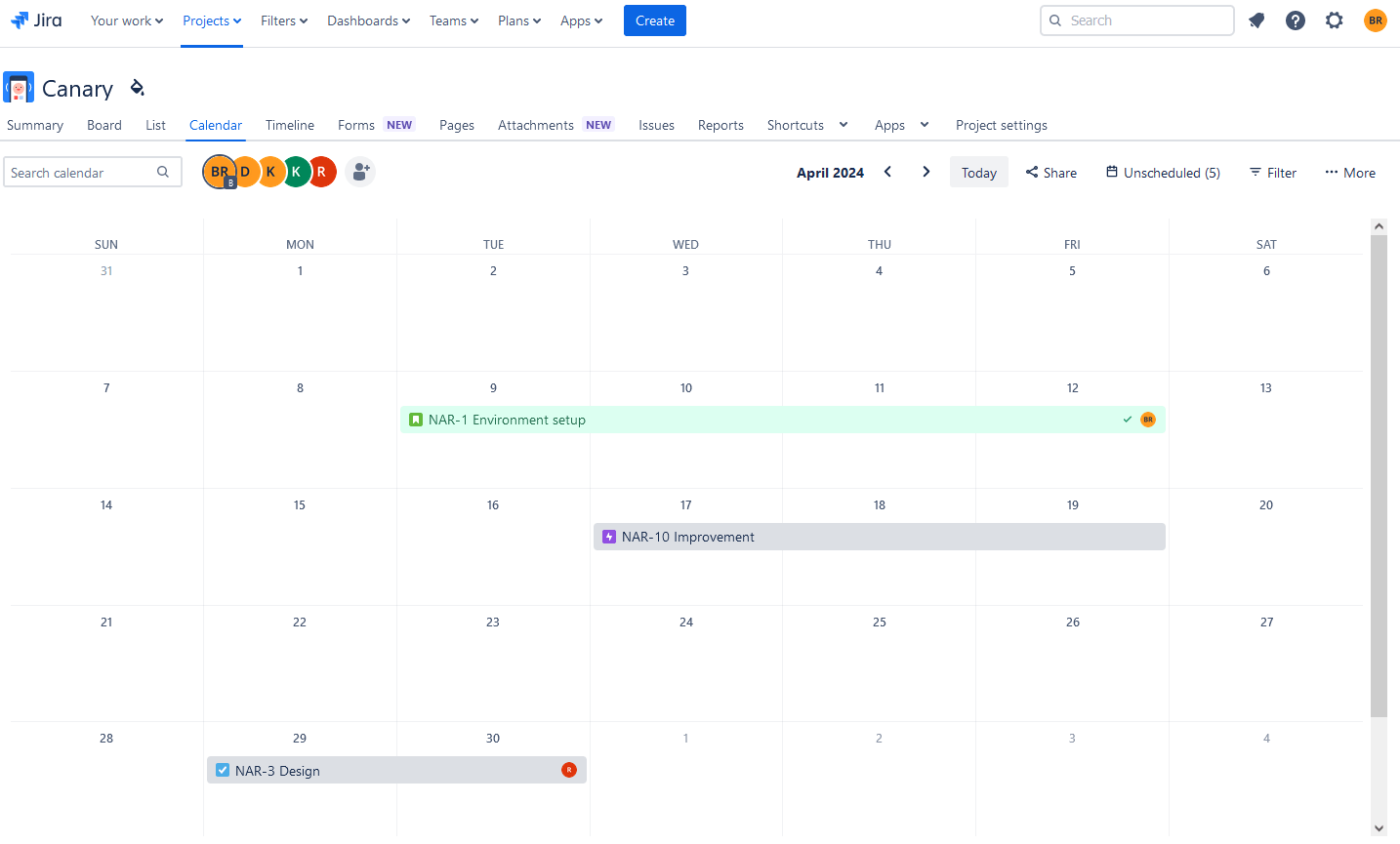 Calendar in Jira