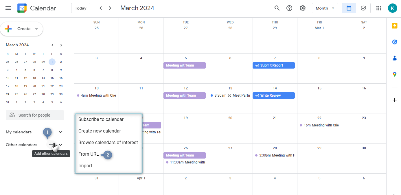 Google Calendar Plan View