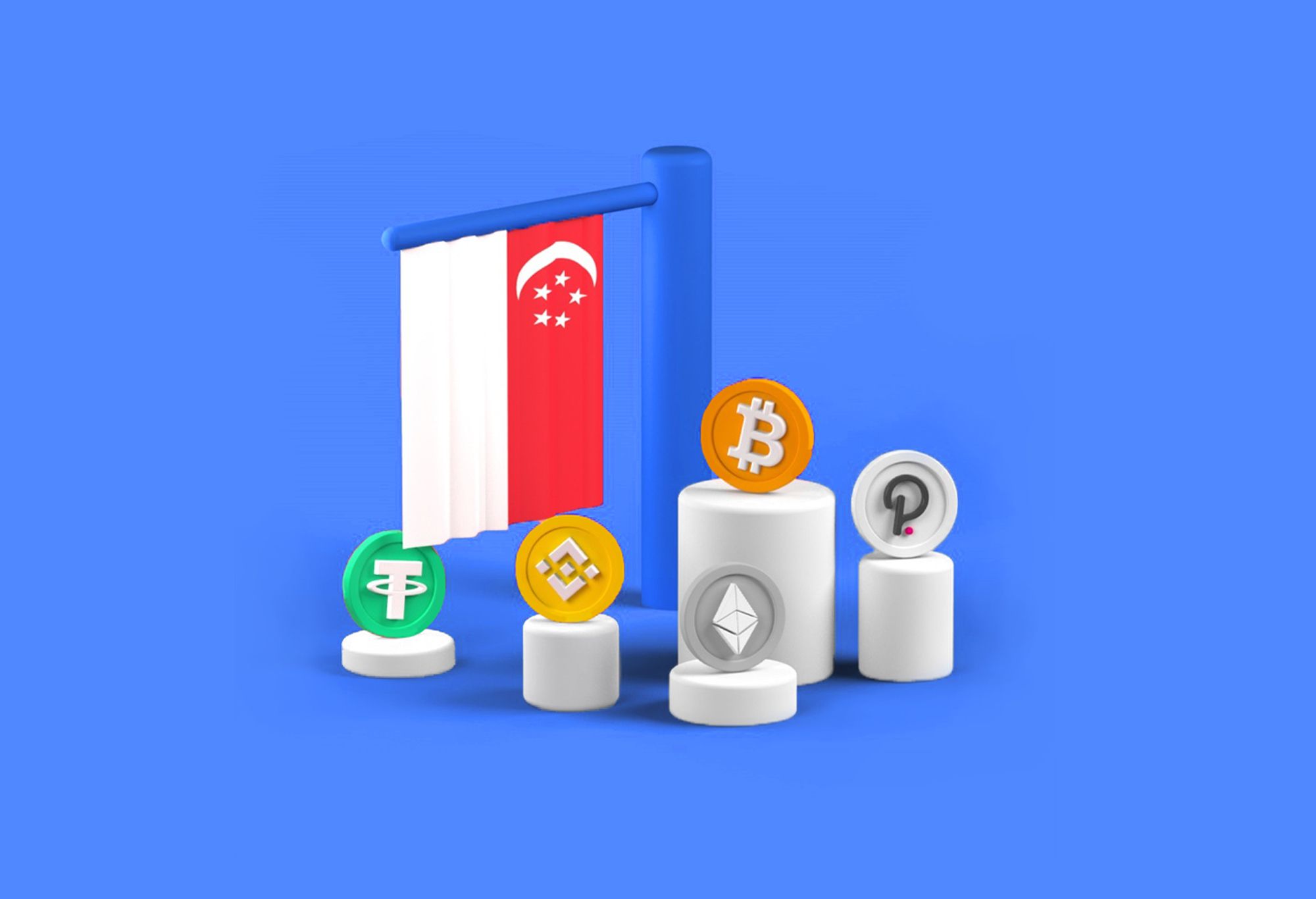 image of a singapore flag with crypto coins