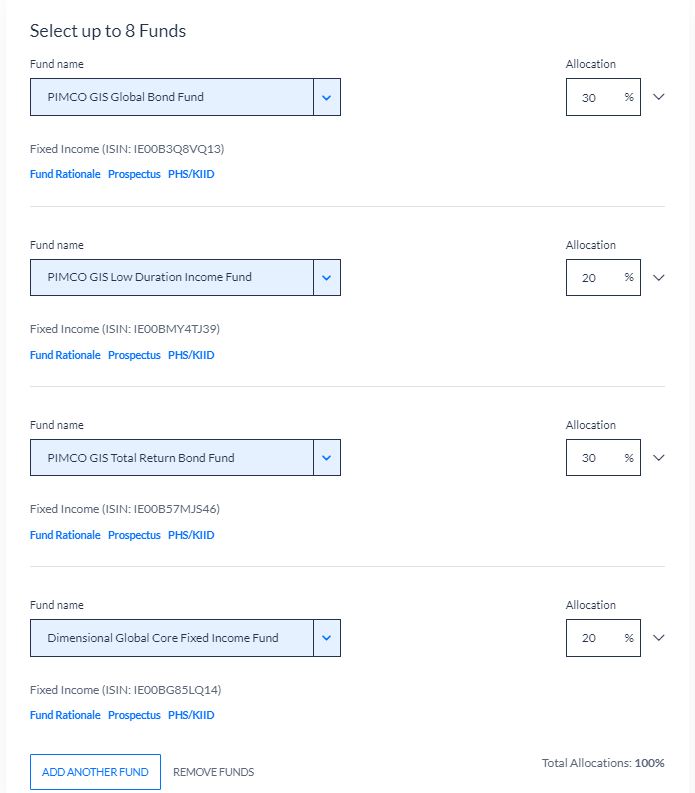 screenshot of How to create an Endowus Fund Smart Ultra Defensive Portfolio
