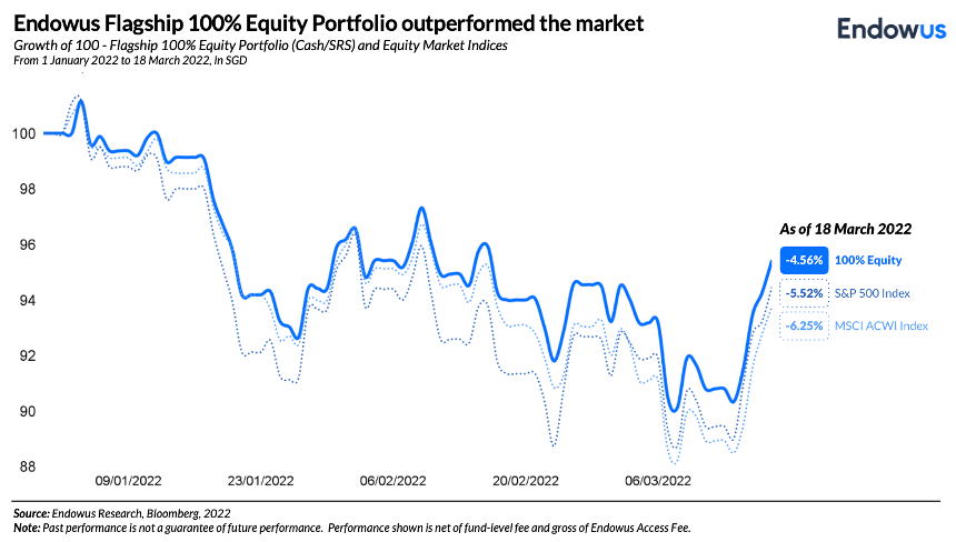 Endowus Flagship 100% Equity Portfolio outperformed the market