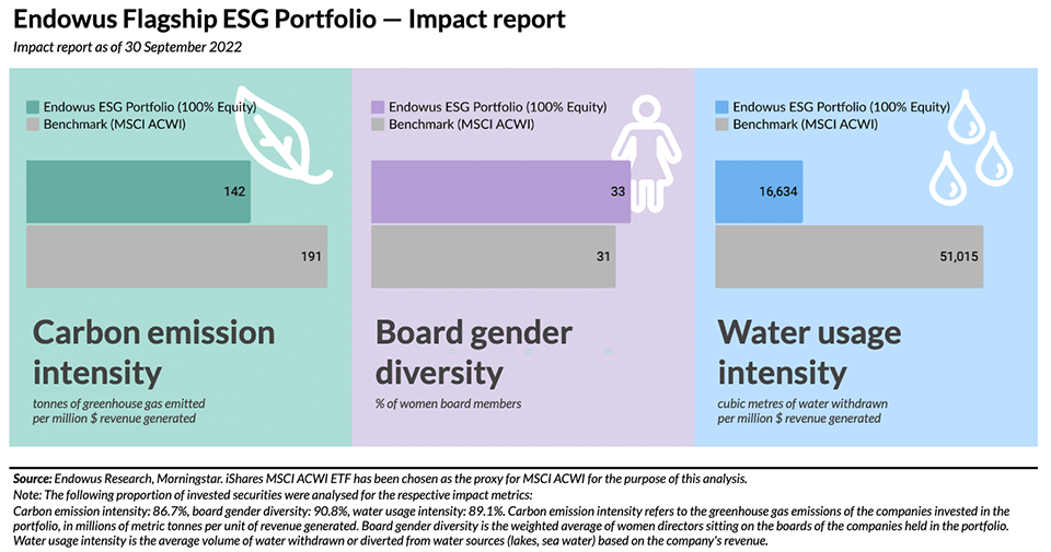 infographic on Endowus ESG portfolio impact report