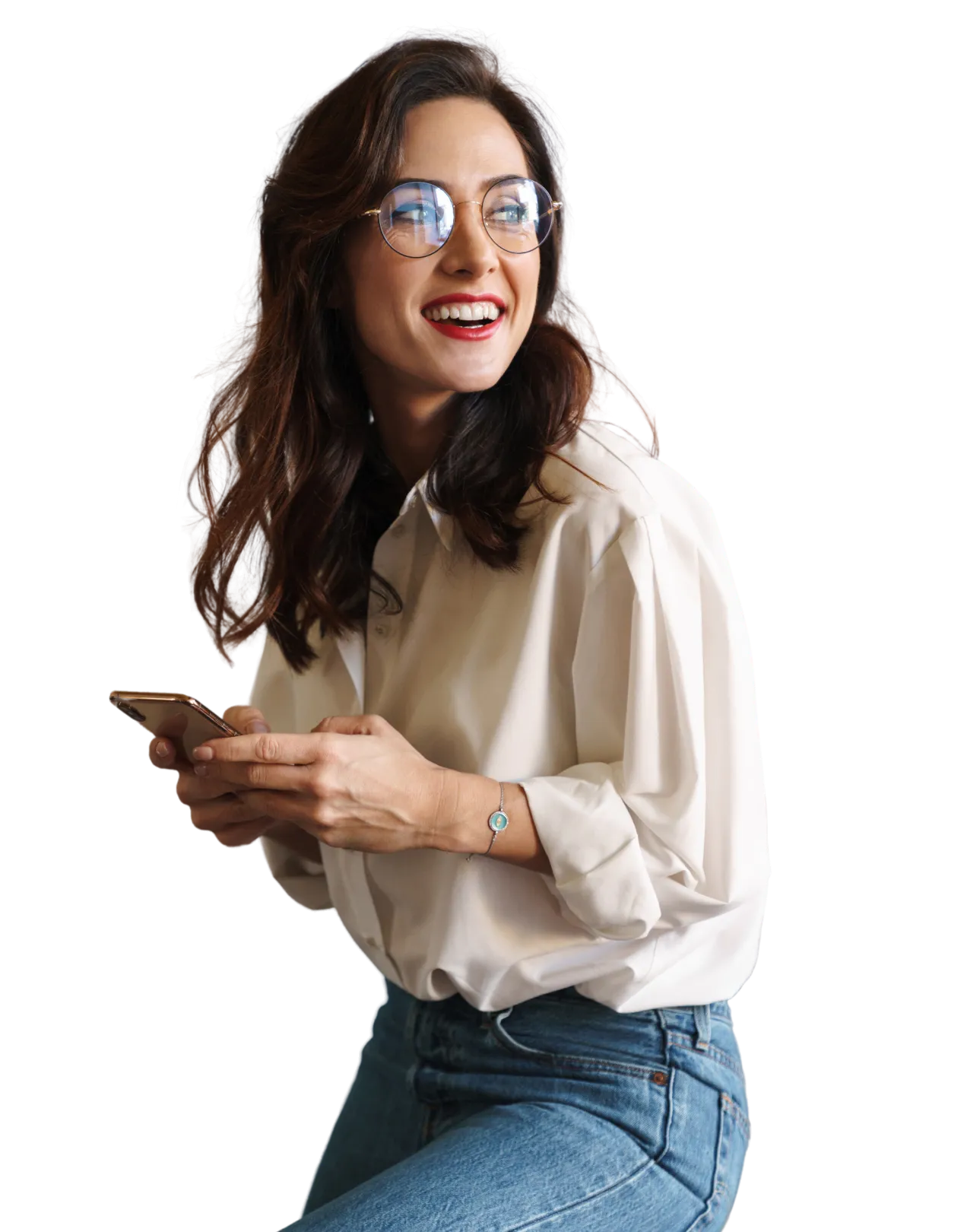 femme souriante avec tablette