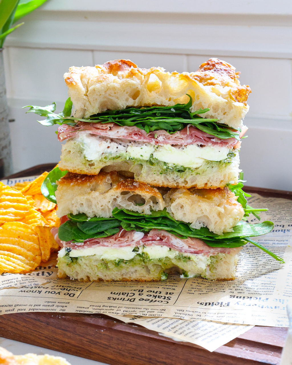 Pesto &amp; Prosciutto Italian Focaccia Sandwich