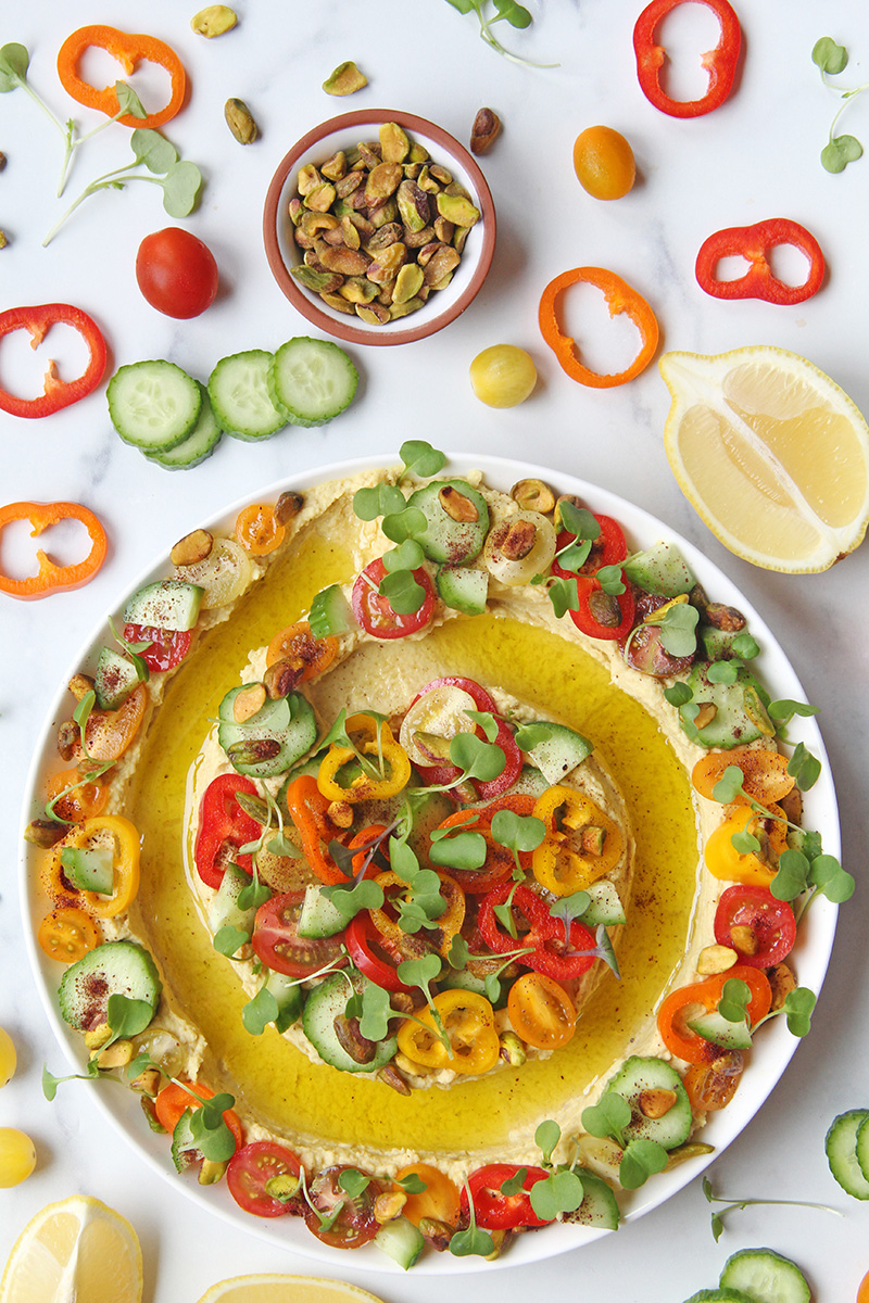 Loaded Lemon Greek Salad Hummus