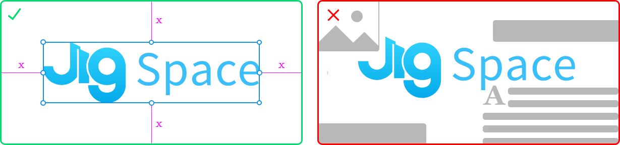 An image showing there should be appropriate space around logo.