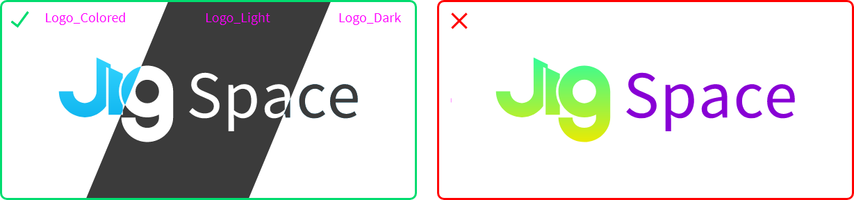 An image showing colored logo, light logo and dark logo. Do not re-color the logo.