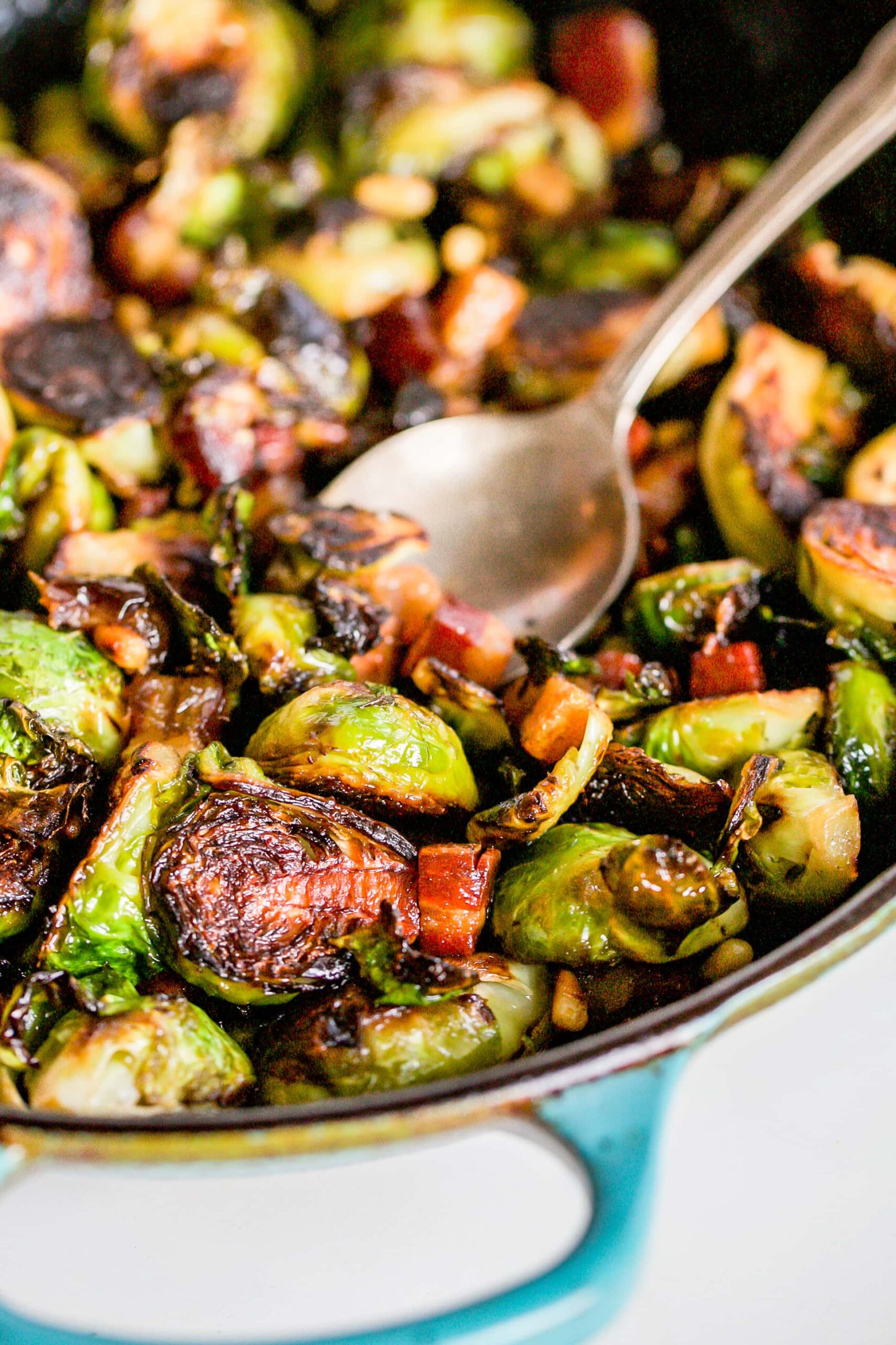 Brussels Sprouts and Pancetta In a Skillet