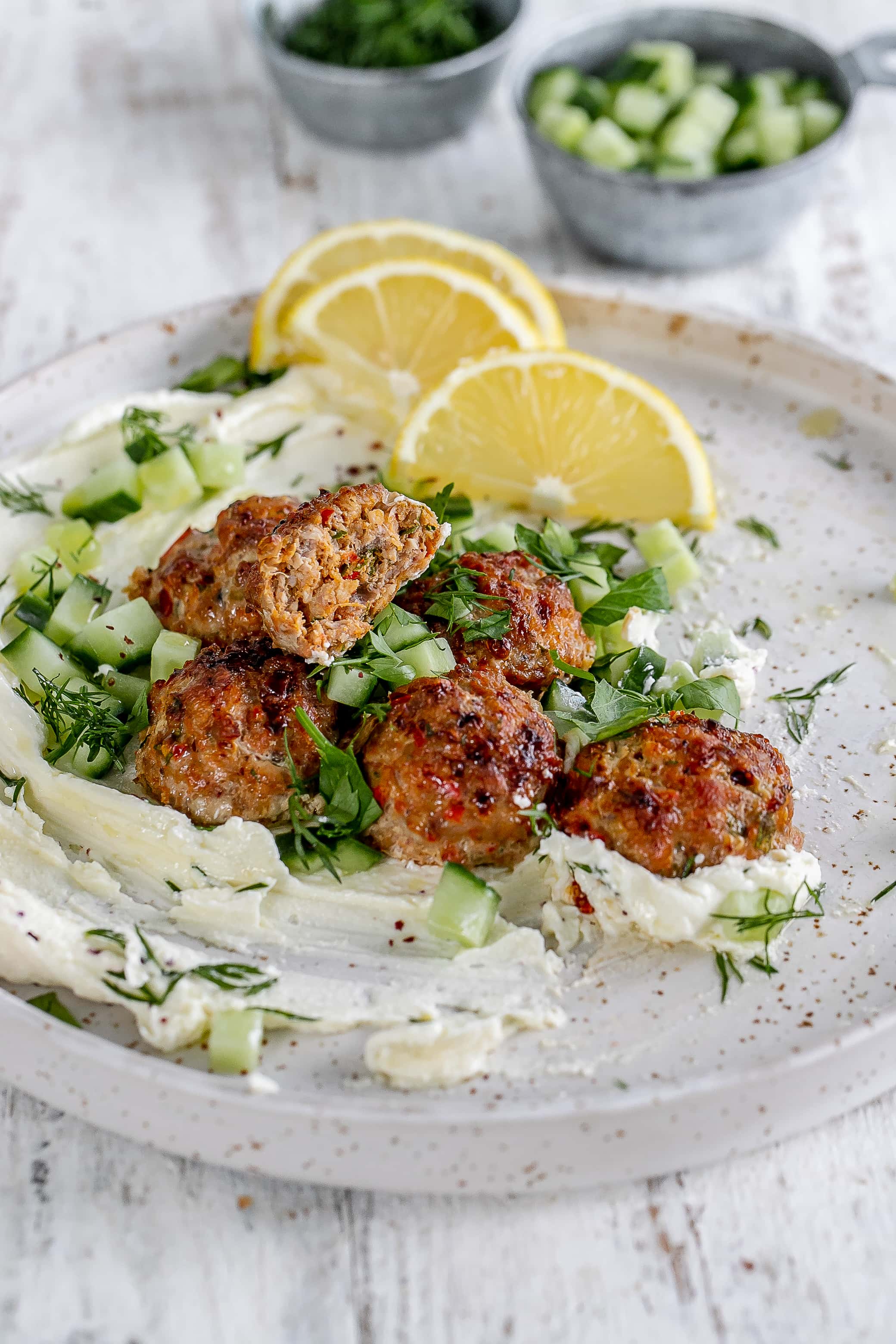 Harissa Meatballs with Whipped Feta