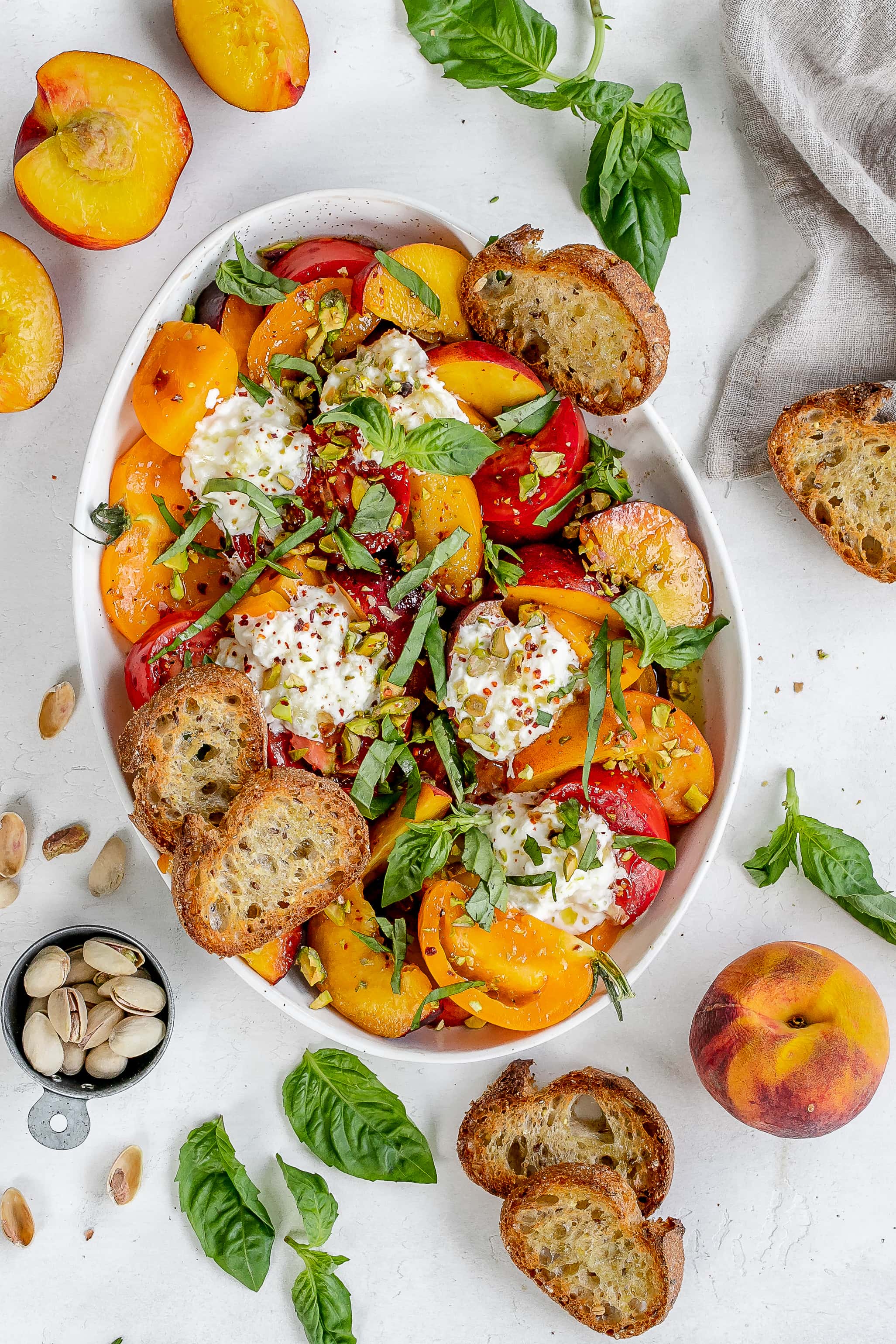 Peach, Tomato & Burrata Salad with Hot Honey