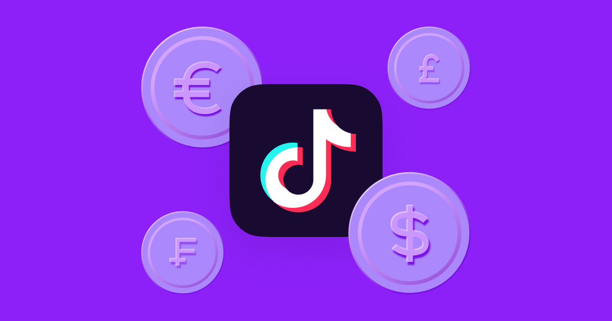 TikTok logo with different rounded currency symbols