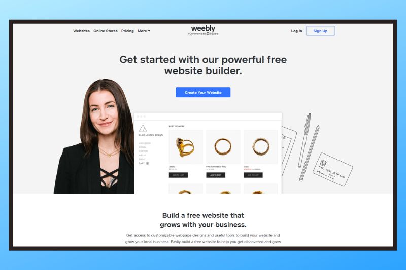 Homepage of weebly.