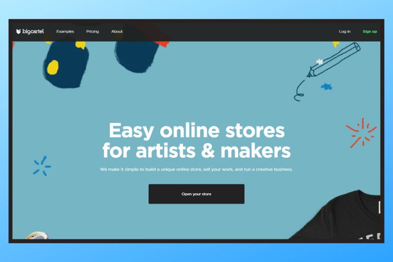 Homepage of Bigcartel.