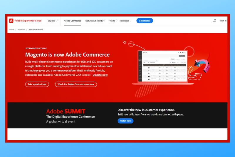 Homepage of Magento.