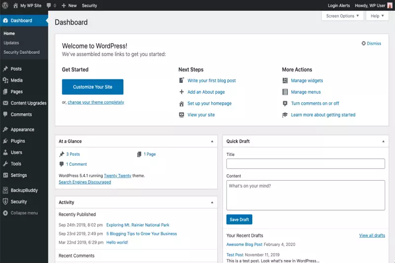 Wordpress image is shown