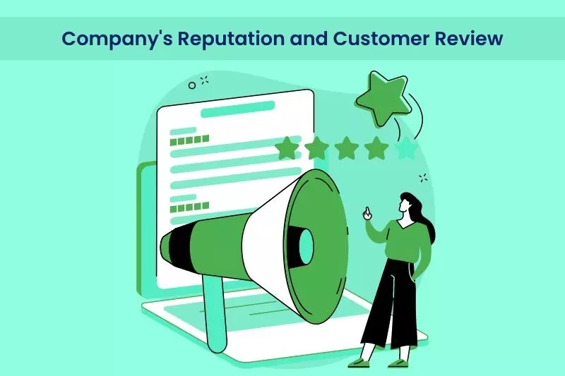 Company's reputation and customer review image is shown
