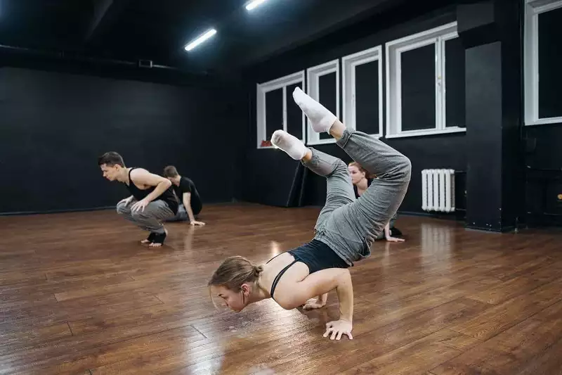 student practicing dance at class