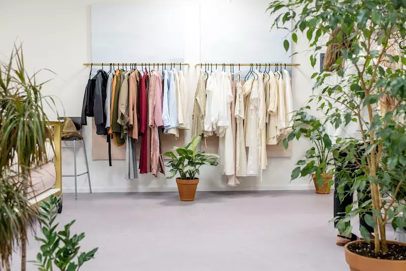 Many clothes on boutique