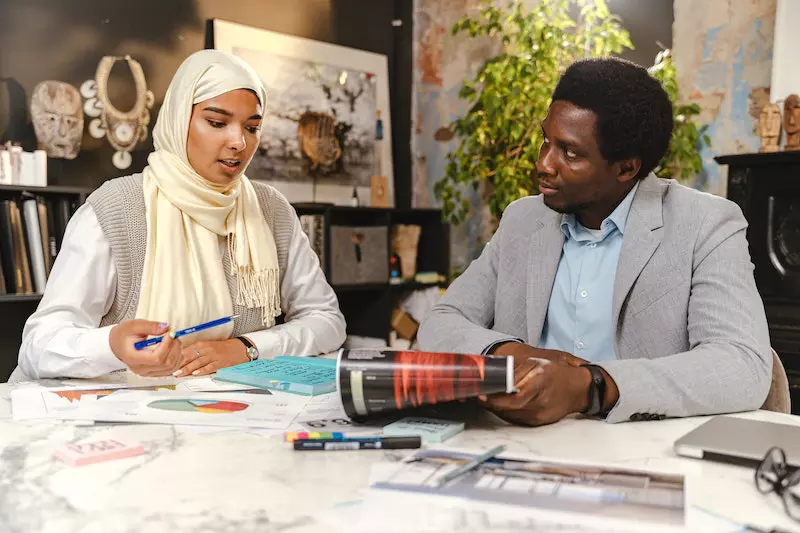 A lady and man planning wedding 