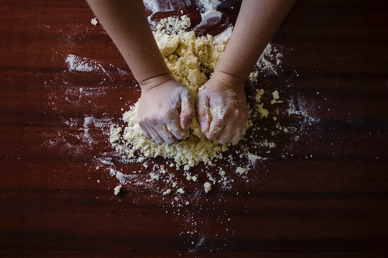 A man making bread at home