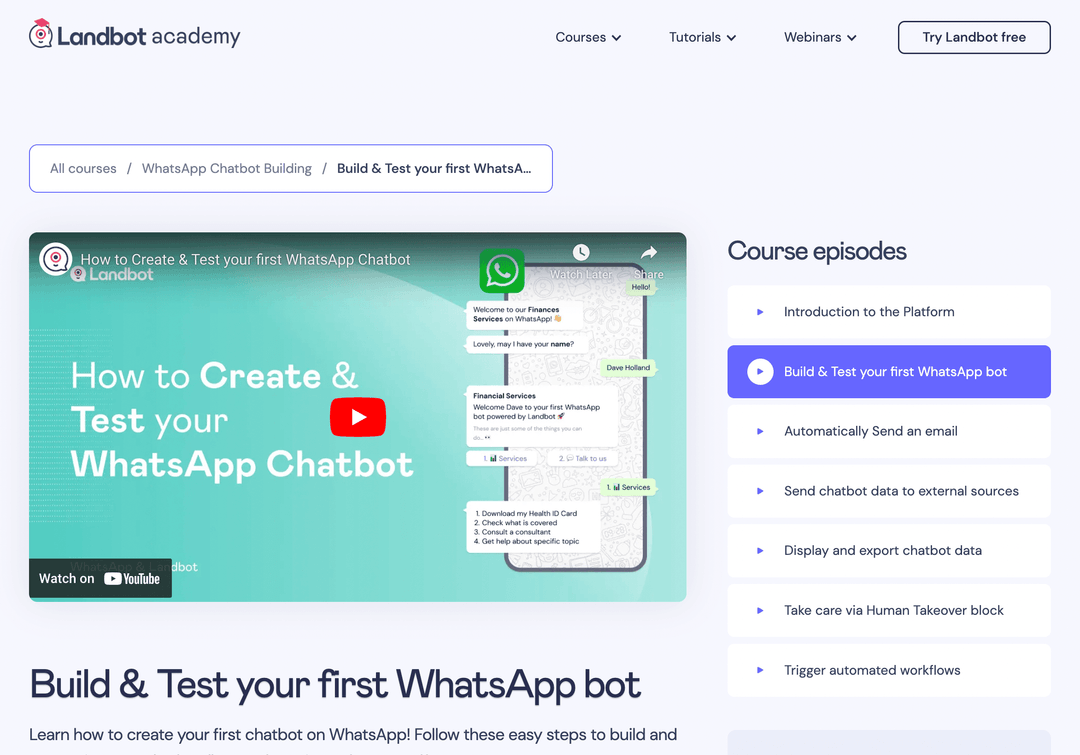 Landbot Academy | Connect Your Chatbots & Apps