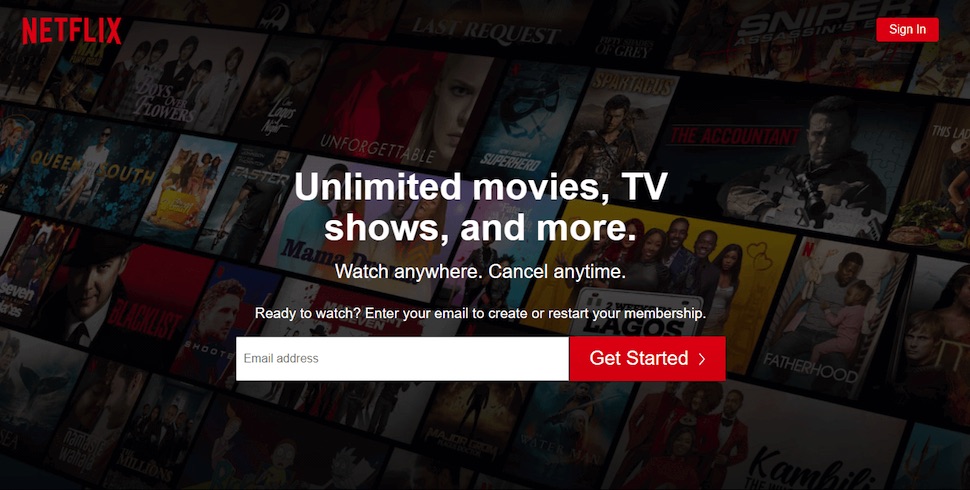 netflix landing page copy