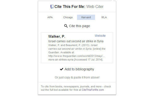 Cite This For Me Chrome extension